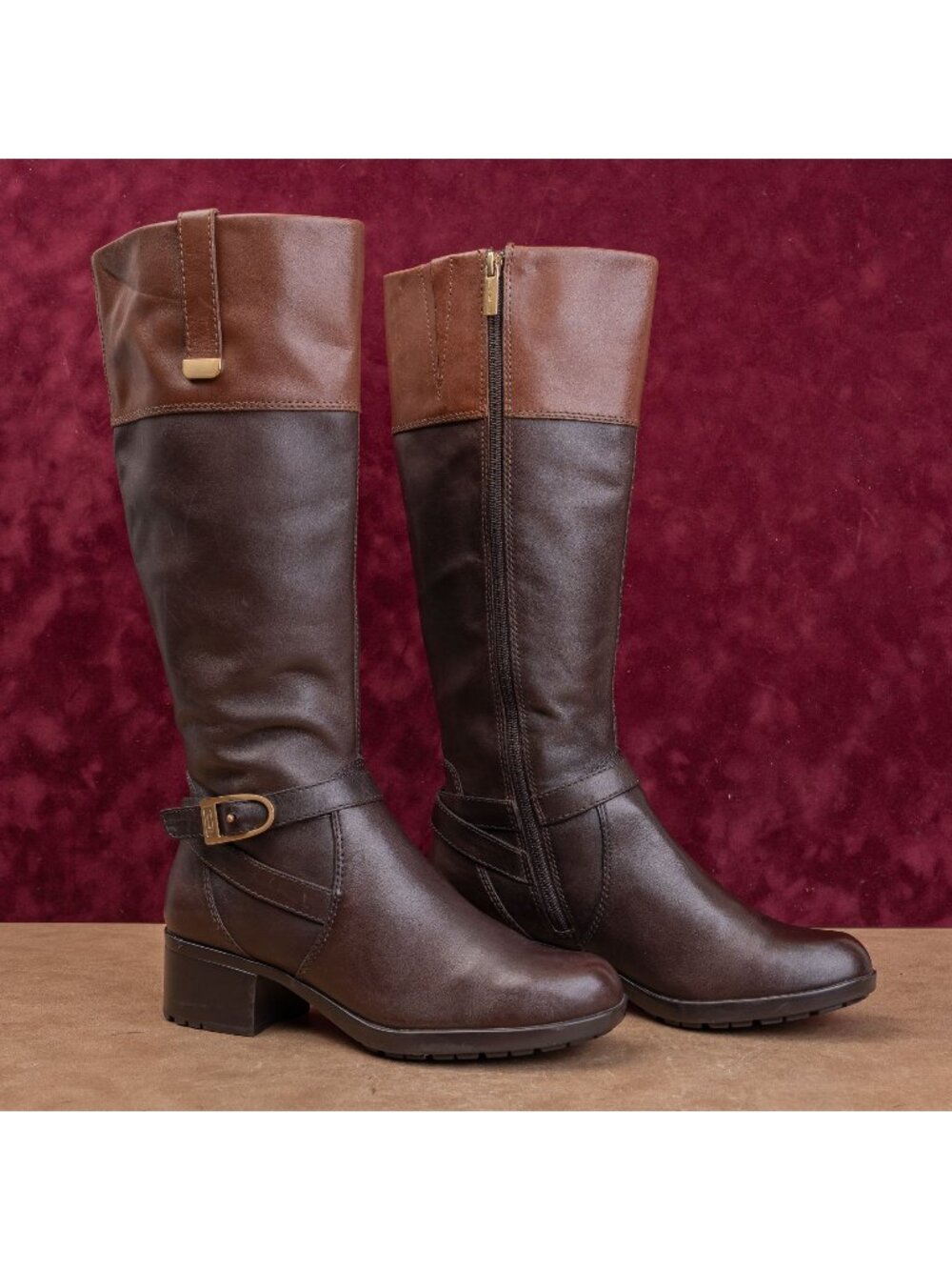 Bandolino Women Brown Leather Vintage Retro Y2K Riding Equestrian Boots sz 7.5